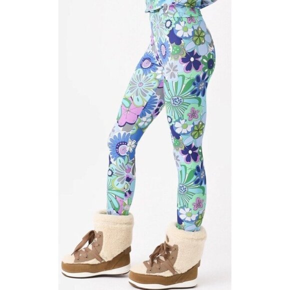 Celia B M Pants Leggings Blue Floral Retro Designer Hippie Boho Maximalist - Picture 3 of 5